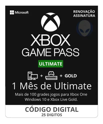 Gift Card Xbox Game Pass Ultimate 1 Mês Cód 25 Dígitos - Gift