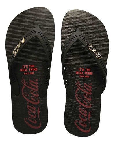 Sandália Coca Cola Masculina Estampa Lubbock Preto Cc3905 