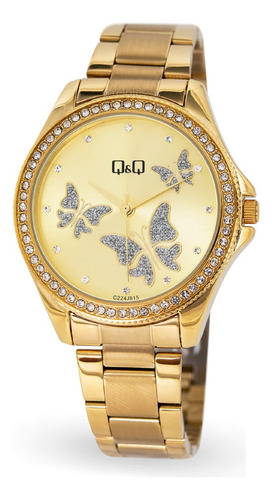 Reloj Qyq C224j815y Para Mujer Dorado Original
