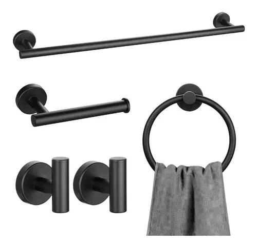  Juego de 5 accesorios de baño negro mate, juego de