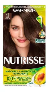 Kit Tintura Garnier Nutrisse regular clasico Mascarilla nutricolor permanente tono 41 café delicia para cabello