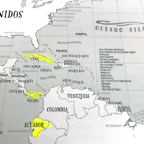 Mapa Marcando El Mundo, Lámina Para Resaltar Tus Viajes