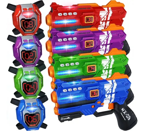 Pistolas Láser Ivoxex Led Digital, Juego De 4 Para Niños 8-1