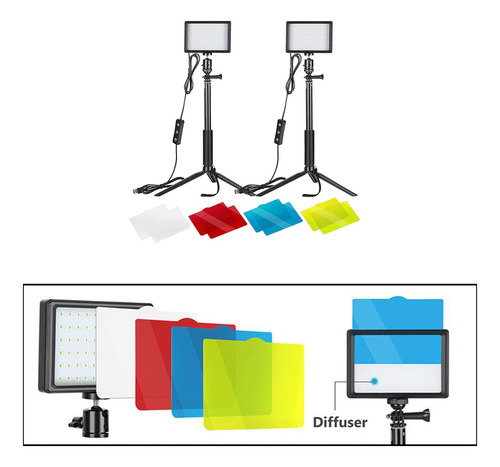 2pcs Regulable 5600k Usb Luz De VĂdeo Led Para Video De