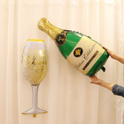 Combo Globos Botella De Champagne Y Copa Brindis Ch
