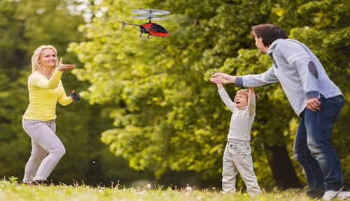 Helicóptero Drone De Control Remoto Recargable Con Led Color Azul,helicoptero Control Remoto