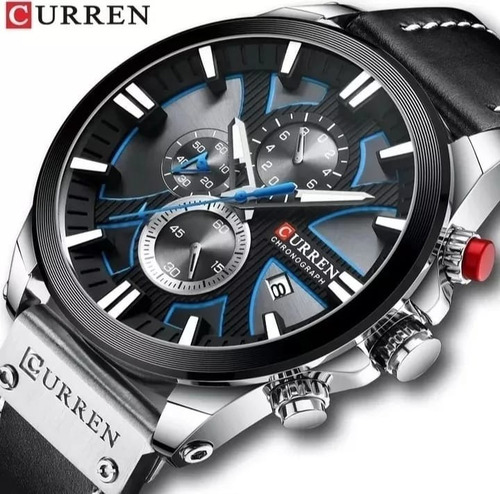 Relógio Masculino Curren Original Esportivo Couro S.2020