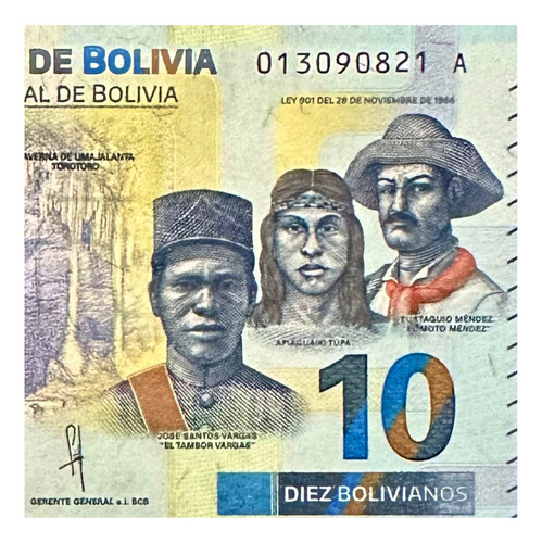 Bolivia 10 Bolivianos Año 2018 - Nuevo Diseño