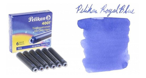 Imagem 2 de 3 de Cartucho De Caneta Tinteiro Pelikan 4001 C/ 6 Un- Azul