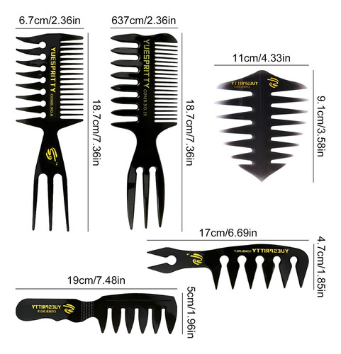 5 Peines De Peinado Para Hombre Con Textura Dientes Anchosmc