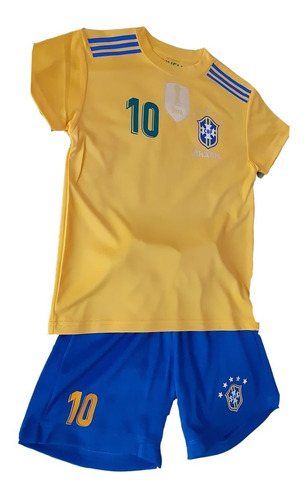Equipo Para Niño Brasil 2022 Camiseta, Short Y Medias