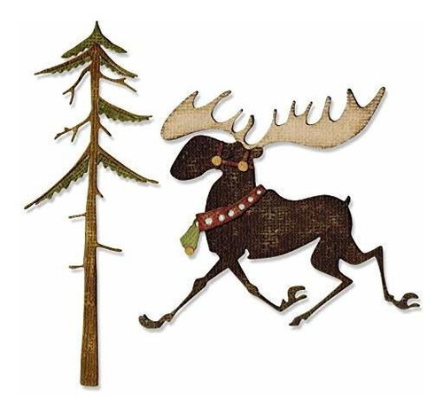 Sizzix 663103 Thinlits Dies Merry Moose De Tim Holtz, Paquet