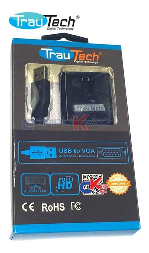 Imagen 4 de 5 de Conversor De Usb 3.0 A Vga Trautech W 8/8.1 Usb 2.0 Adaptado