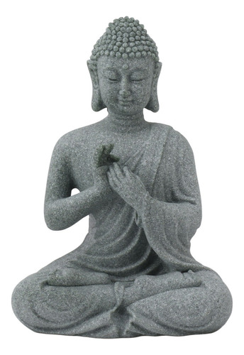 Estatua De Buda Escultura De Arenisca Verde Sentado Budista
