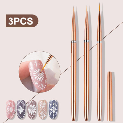 3 Pinceles Para Delineador De Uñas, 7mm/9mm/11mm Pintura