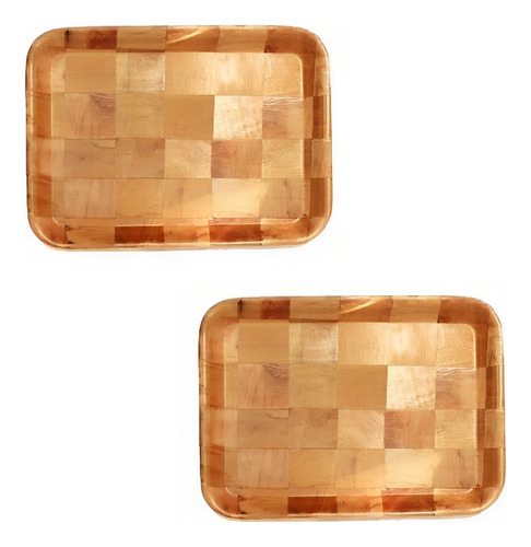 Set X 2 Bandeja De Madera Laminada Rectangular 30x40cm