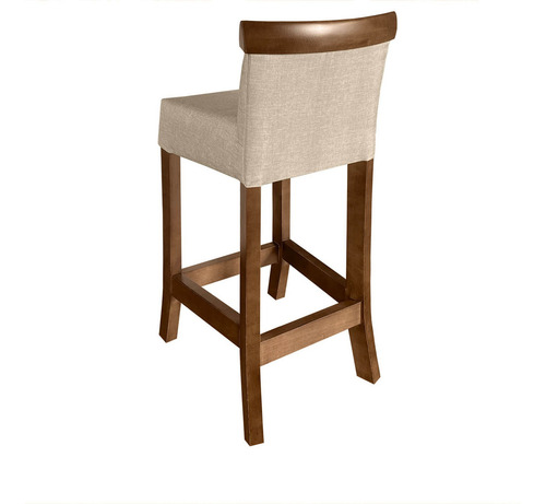 Kit Banqueta Para Cozinha Americana 2 Unidades Bistro Balcao Acabamento Da Estrutura Verniz Cor Imbuia / Bege | 65cm