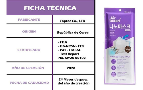 Cubrebocas Coreano Airqueen 30pz Kf94 Nanofibra Reutilizable