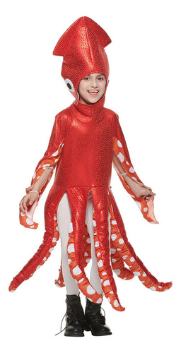 Disfraz De Calamar Para Niños, Color Rojo, Disfraz De