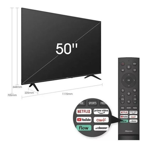 Imagen 5 de 6 de Smart Tv Hisense A6 Series 50a64gsv Led 4k 50