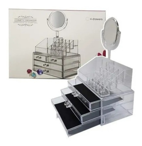 Cosmetiquero Organizador De Maquillaje Acrílico + Espejo