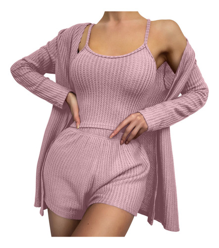 Conjunto De Pijama Para Mujer, Talla Grande, 3 Unidades