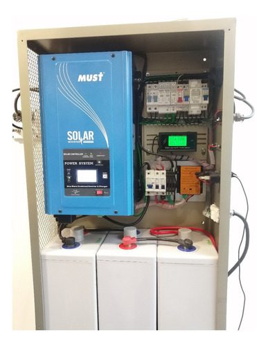 Imagen 3 de 10 de Gh-1090 Kit Planta Solar Panel Inversor Híbrido Baterías Gel
