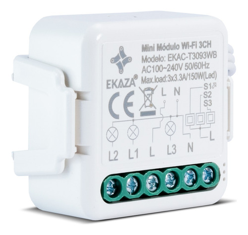 Interruptor Mini Módulo Ekaza 3 Canais Smart Wifi Alexa