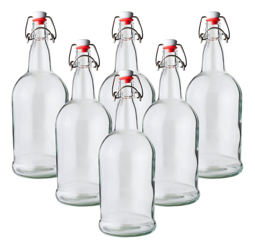 Fastrack Swing Top Glass Bottles |33 Oz  Pack Of 6 | Cle...