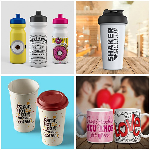 245 Mockup Sublimação Caneca, Copos, Squeeze Psd Editáveis