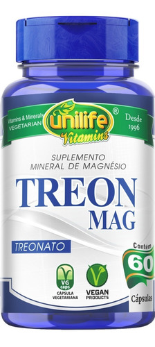 Treon Mag Magnésio Treonato Mineral 60 Cápsulas Unilife