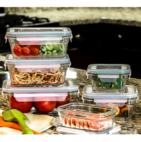 Imagen 3 de 5 de Pack 2 Taper Tupper Hermético Vidrio Comida 695 Ml