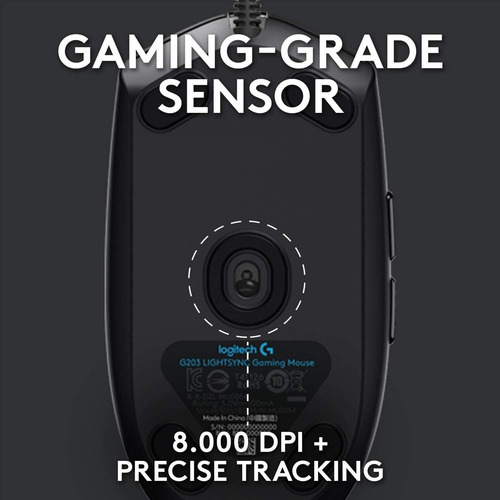 Logitech G203 Rgb - Ratón Cableado Para Videojuegos
