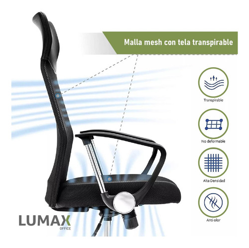 Silla Ejecutiva Mesh Ergonómica Respaldo Oficina Regulable Color Negro