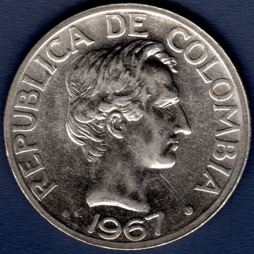 50 Centavos 1967 Moneda De Colombia Francisco De Paula