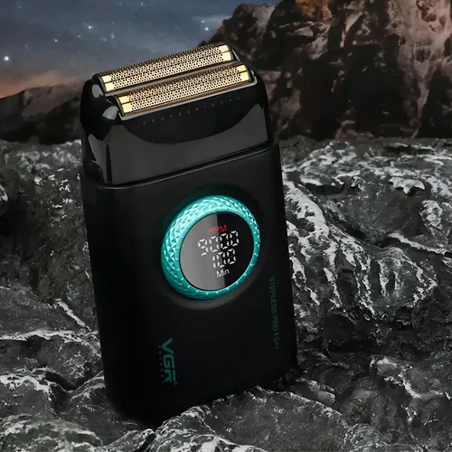 Barbeador Elétrico Usb Shaver Vgr V-377 Titanium 9000 Rpm, C Preto