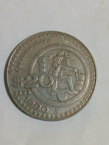 Moneda 20 Pesos Cultura Maya 1980