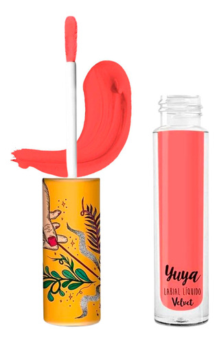 Yuya Labial Liquido Buena Vibra 3g Lipstick Larga Duración Color Coral