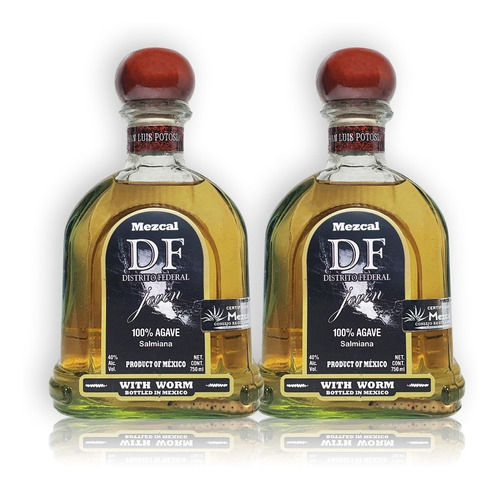 Mezcal Con Gusano Distrito Federal Joven Kit X2u 750ml