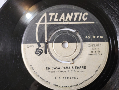 Vinilo Single De R V Greaves - En Casa Para Siempre ( C91 (Usado)