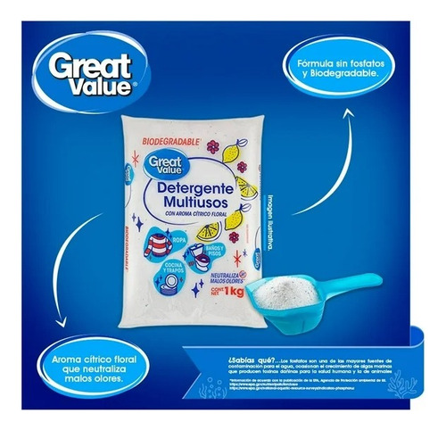 Detergente Multiusos Great Value En Polvo Cítrico Floral