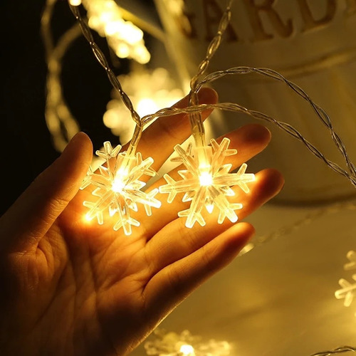 Cadena De Luces Led Con Forma De Copo De Nieve Para Exterior