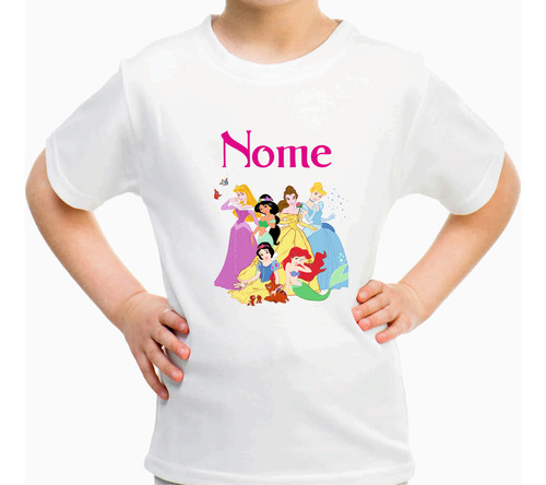 Camiseta Princesas Infantil + Nome Da Criança