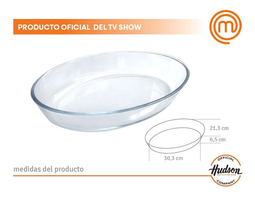 Asaderas Vidrio Templado Hudson Ovalada Horno 30x21x6.5cm