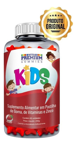 Vita Premium Gummies Kids Morango 60 Pastilhas De Goma