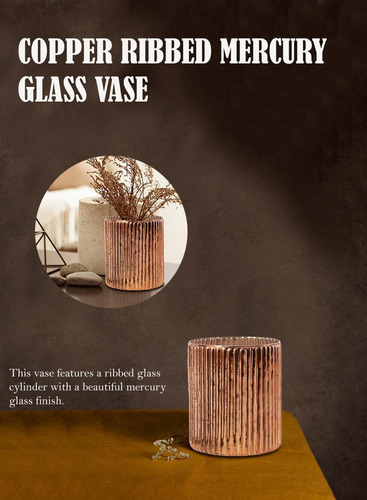 Vidrio De Mercurio Acanalado De Cobre Vintage Serene Spaces