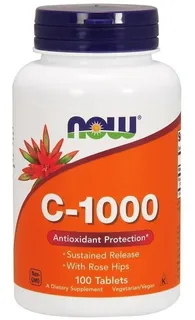 Vitamina C-1000 Com Rose Hips, Now, 100tabl - Importada Eua