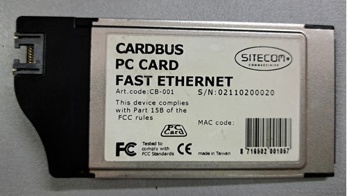 Adaptador Sitecom Cardbus Network Adapter - 10/100mbps