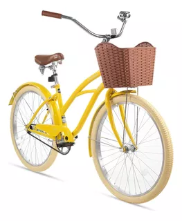 Bicicleta Urbana Vintage Retro R26 Tulum Amarilla Turbo