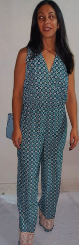 Mono Largo Dama Pantalon Ancho Estampado Zara Atado Arriba (Usado)